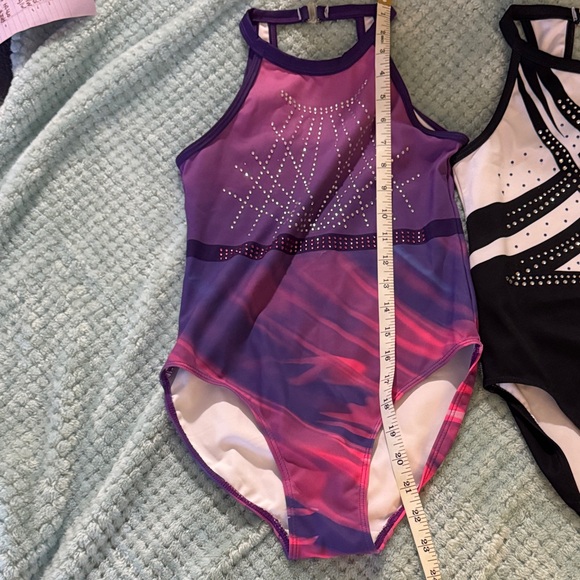 Bundle black & white, purple/pink leotards gymnastics size 10/11 - Picture 4 of 7